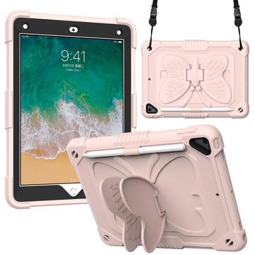 Vlinder Vorm Kickstand PC + Silicone Tablet Hoes met Schouderband voor iPad 9,7-inch (2018)-(2017)-i