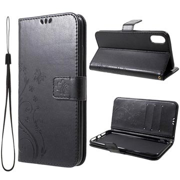 Butterfly Series iPhone XS Plus Wallet Hoesje Zwart