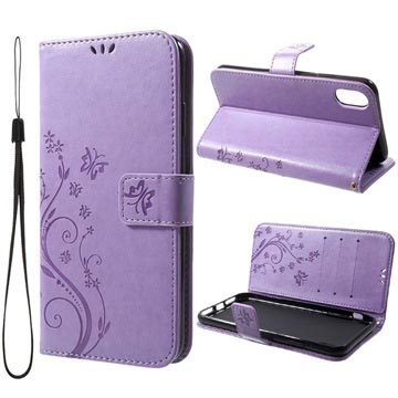 Butterfly Series iPhone XS Plus Wallet Hoesje Lilla