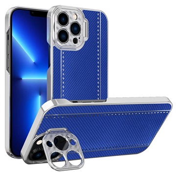 CamStand iPhone 13 Pro Hybrid Cover Koolstofvezel Blauw