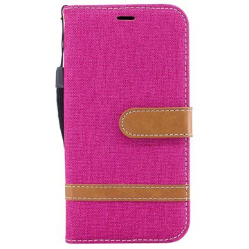 Samsung Galaxy J3 (2017) Canvas Diary Wallet Case Hot Pink
