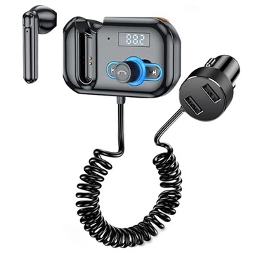 Autolader-Bluetooth FM-zender met Mono Headset T2 Zwart