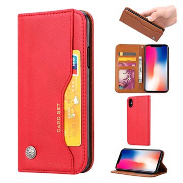 Card Set Serie iPhone XS Plus Wallet Case Rood