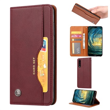 Card Set Series Huawei P30 Wallet Case Wijnrood huismerk kopen in de aanbieding
