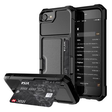 iPhone 7-8-SE (2020)-SE (2022) Kaartsleuf Hybrid Case Zwart