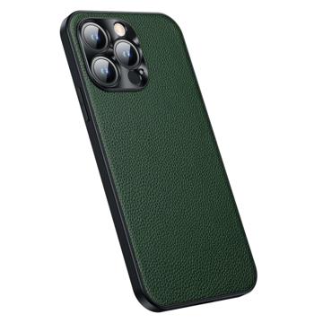 iPhone 14 Pro Hybrid Hoesje met Leercoating Groen