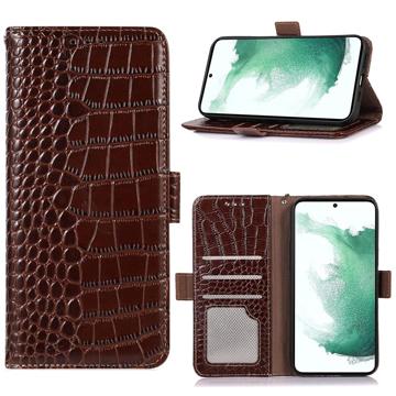 Crocodile Samsung Galaxy A14 Wallet Leren Hoesje met RFID Bruin