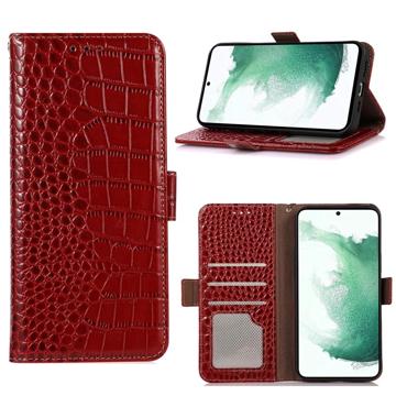 Crocodile Samsung Galaxy A14 Wallet Leren Hoesje met RFID Rood