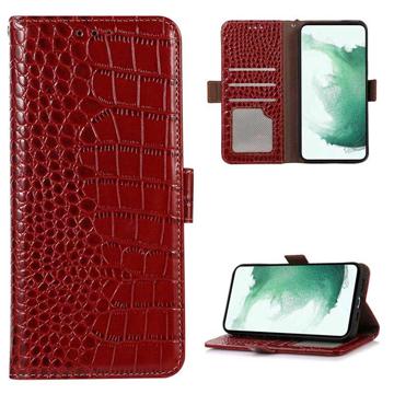 Crocodile Series Samsung Galaxy A04 Wallet Leren Hoesje met RFID Rood