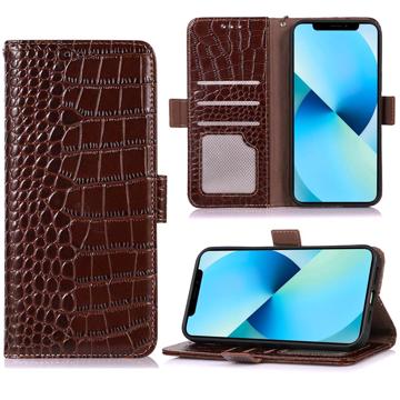 Crocodile Series Samsung Galaxy Xcover6 Pro Wallet Leren Hoesje met RFID Bruin