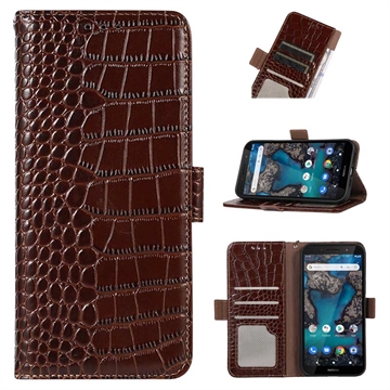 Crocodile Series Nokia G22 Wallet Leren Hoesje met RFID Bruin