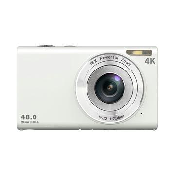 DC402-AF 4K Kids 48MP Digitale Camera Auto Focus 16X Digitale Zoom Vlogging Camera voor Tieners Wit