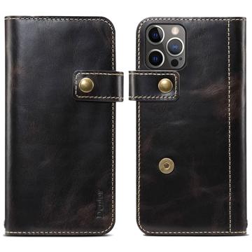 Denior Vintage Series iPhone 14 Pro Wallet Leren Hoesje Zwart