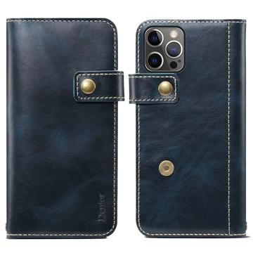 Denior Vintage Series iPhone 14 Pro Wallet Leren Hoesje Blauw