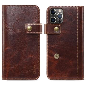 Denior Vintage Series iPhone 14 Pro Wallet Leren Hoesje Bruin