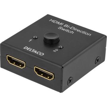 Deltaco tweerichtings HDMI-switch met 2 poorten Zwart