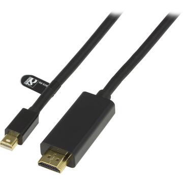 Deltaco DP-HDMI304 DisplayPort kabel 3 m Mini DisplayPort HDMI Zwart