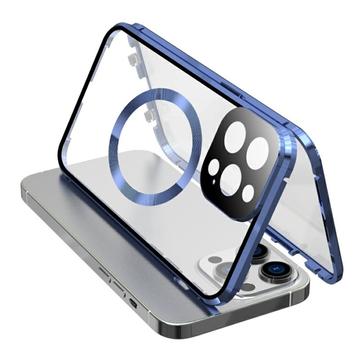 Dubbelzijdig beschermhoesje van gehard glas + magnetisch metalen frame tegen vallen voor iPhone 15 C