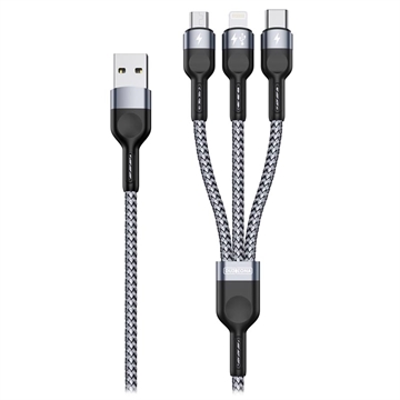 Duzzona A3 microUSB, Lightning, USB-C Kabel 2.4A, 1.2m
