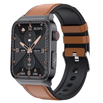 Smartwatch met Gezondheidsbewaking E500 Elegante Band Bruin