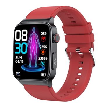 Smartwatch met Gezondheidsbewaking E500 Siliconen Band Rood