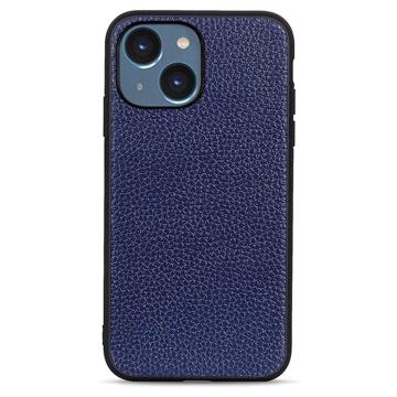 Elegante iPhone 14 Max Leren Case Blauw