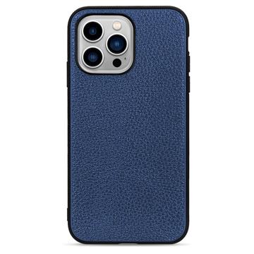 Elegante iPhone 14 Pro Max Leren Case Blauw