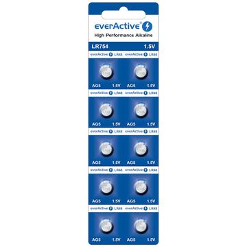 10 x alkaline mini everActive AG5 G5 LR754 LR48 battery
