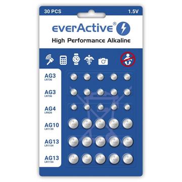 EverActive Alkaline knoopcel batterijen set 30 stuks.