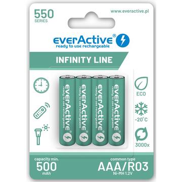 EverActive Infinity Line EVHRL03-550 Oplaadbare AAA Batterijen 550mAh 4 stuks.