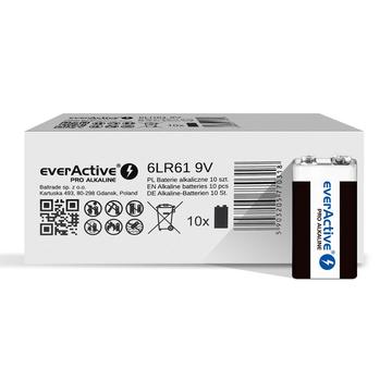 10x everActive PRO 6LR61 6LF22 E-Block 9V 550mAh alkaline batterijen