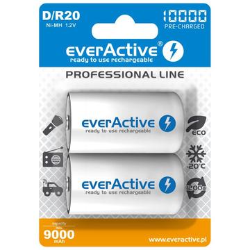 EverActive Professional Line EVHRL20-10000 Oplaadbare D batterijen 10000mAh 2 stuks.