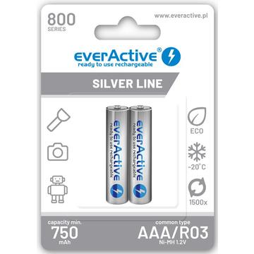 EverActive Silver Line EVHRL03-800 Oplaadbare AAA batterijen 800mAh 2 stuks.