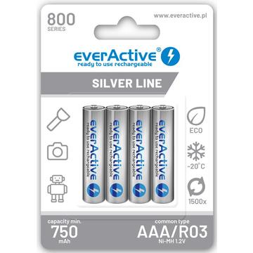 EverActive Silver Line EVHRL03-800 Oplaadbare AAA batterijen 800mAh 4 stuks.