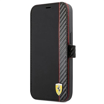 Ferrari On Track Carbon Stripe iPhone 13 Mini Portemonnee Hoesje Zwart