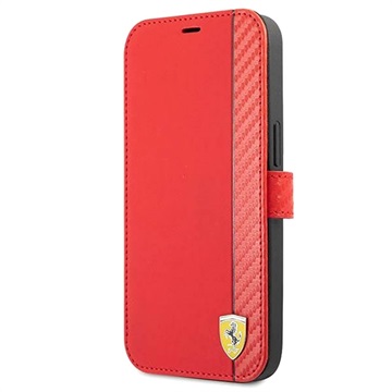 Ferrari On Track Carbon Stripe iPhone 13 Pro Max Portemonnee Hoesje Rood