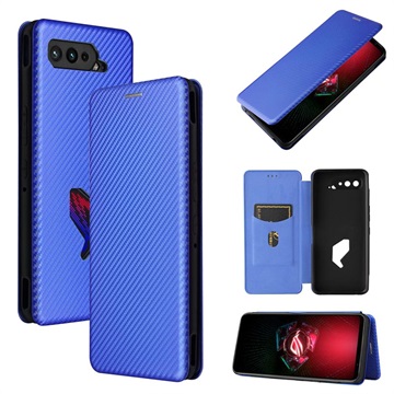 Asus ROG Phone 5 Flip Case Koolstofvezel Blauw