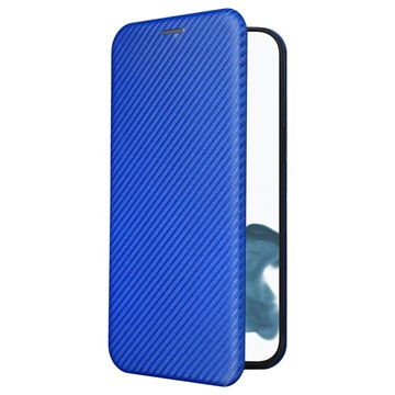iPhone 14 Pro Flip Case Koolstofvezel Blauw