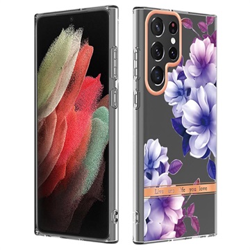 Flower Series Samsung Galaxy S22 Ultra 5G TPU Case Paars Begonia