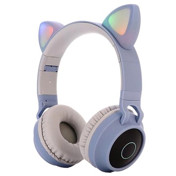 Opvouwbare Bluetooth Cat Ear-hoofdtelefoon voor kinderen Blauw