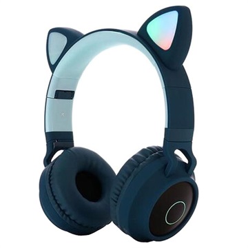 Opvouwbare Bluetooth Cat Ear-hoofdtelefoon voor kinderen Groen