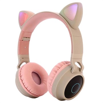 Opvouwbare Bluetooth Cat Ear-hoofdtelefoon voor kinderen Khaki