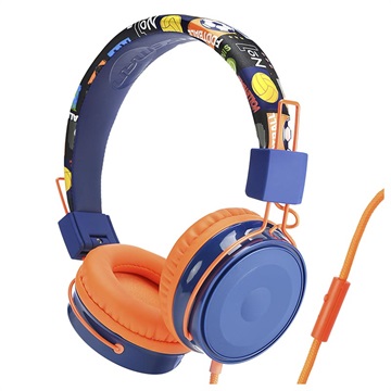 Opvouwbare On-Ear Stereo Kinderen Koptelefoon B2 3.5mm Oranje-Blauw