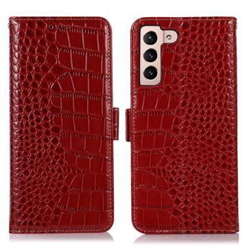 Crocodile Series Samsung Galaxy S23+ 5G Wallet Leren Hoesje met RFID Rood