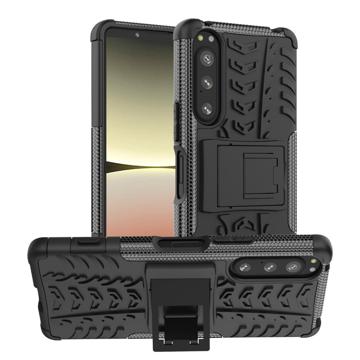 Antislip Sony Xperia 5 IV Hybrid Case met Standaard Zwart