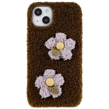 Fluffy Flower Serie iPhone 14 TPU Case Bruin