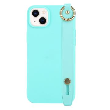 Candy Color iPhone 14 Plus TPU Hoesje met Draagriem Baby Blauw
