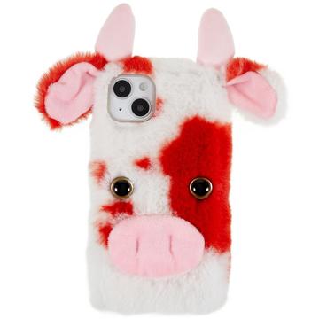 Fluffy Plush iPhone 14 Plus Hybrid Case Rood Koe