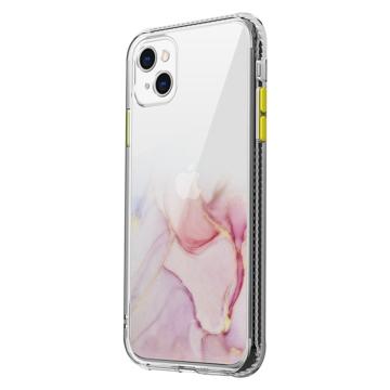 Marble Pattern iPhone 14 Plus Hybride Hoesje Roze