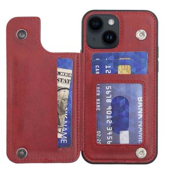V-Line Series iPhone 14 Plus Bekleed TPU Case met Standaard Rood